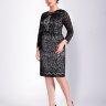 Вечернее короткое кружевное платье-футляр черного цвета ND011B