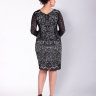 Вечернее короткое кружевное платье-футляр черного цвета ND011B