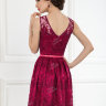 Короткое кружевное  вечернее платье бордового цвета с V-образным  вырезом на спине ND034B