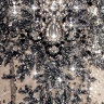 Короткое вечернее длинное платье светло-бежевого оттенка декорировано стразами  камнями и бисером  KP0073B