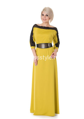 Платье в пол желтое Виола лайм