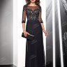 Черное длинное  вечернее платье с приталенным силуэтом KP0378B