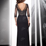 Черное вечернее длинное платье с приталенным силуэтом KP0378BXL
