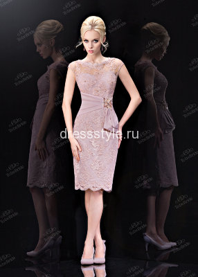 Короткое вечернее платье дымчато-розового оттенка  ST031B
