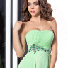 Классическое декольтированное вечернее платье нежно зеленного цвета MC044B