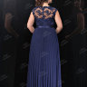 Темно-синее вечернее длинное платье с юбкой из плиссированного шифона ST059BXL