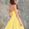 Короткое вечернее платье с А- силуэтом желтого цвета TB008B