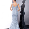 Длинное вечернее платье нежно голубого цвета расшитое блестками FA075B