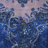 Вечернее длинное платье насыщенно синего цвета с вышивкой на лифе и акцентом в виде пояса на талии FA073B 