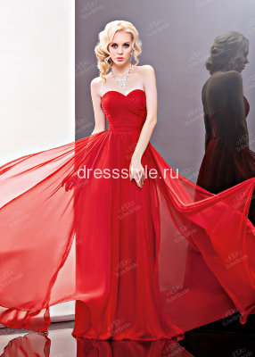 Красное вечернее длинное платье-бюстье BB186B