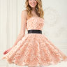 Вечернее платье розовое с объемными цветами розовое TB010B