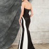 Вечернее длинное платье-бюстье в черно-белом сочетании SE002B 