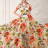 Вечернее длинное платье с яркими крупными цветами ND060B