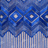 Вечернее короткое платье в ярко-синею тонкую полоску с геометрическим  узором ND014B