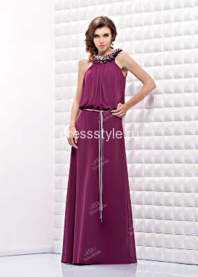 Вечернее длинное платье брусничного цвета BB458B