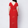 Красное вечернее длинное платье с драпировкой на лифе и талии из трикотажной сетки AS004B