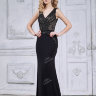 Черное вечернее платье с пайетками бисером и кристаллами CH005B