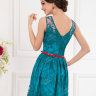 Короткое кружевное вечернее платье бирюзового цвета с V-образным вырезом на спине ND035B