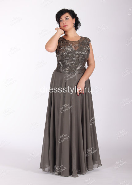 Вечернее длинное платье дымчато-серого цвета CH0014B