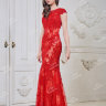 Красное вечернее платье с овальным вырезом на спине CH002B
