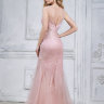 Розовое длинное  вечернее платье с крупными кристаллами, пайетками, бисером CH0018B