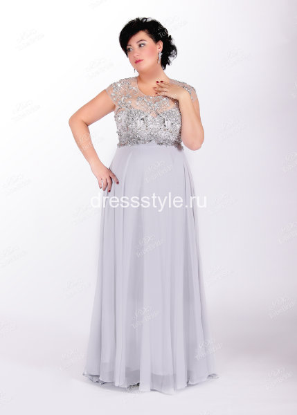 Вечернее длинное платье серо-лилового цвета CH009B 