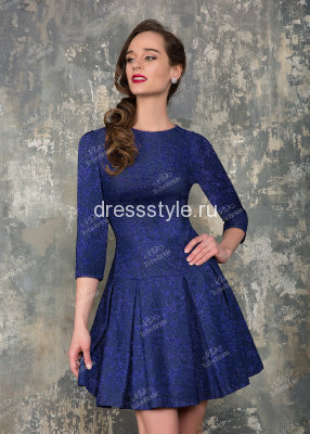 Короткое вечернее платье с длинным рукавом фиолетового цвета MS008B