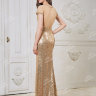 Золотое вечернее длинное платье CH0016B