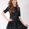 Короткое вечернее платье с волнами на юбке черного цвета MS011B