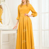 Вечернее длинное платье с широким  поясом-кушаком желтого цвета ND047B