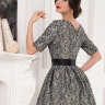 Короткое вечернее платье серого цвета с цветочным орнаментом PL006B