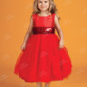 Детское платье ярко-красного цвета с пышной юбкой и жесткой сеткой из четырехслойного еврофатина HB025D 