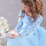 Детское платье голубого цвета из плотного атласа  HB014D