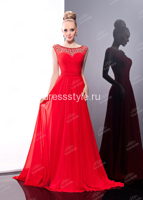 Красное длинное вечернее платье MC049B