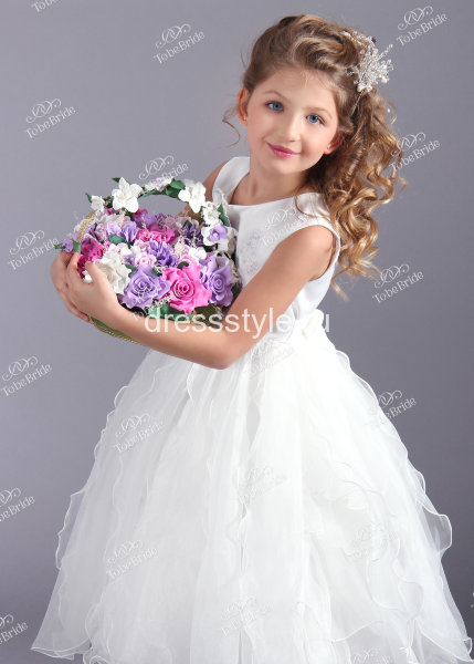 Детское белое платье с пышной юбкой HB016D
