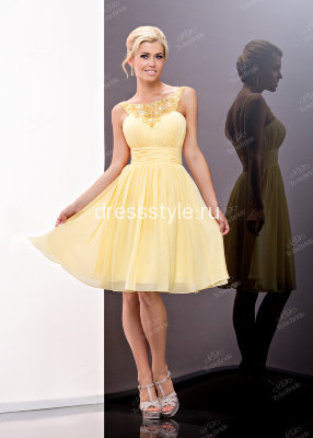 Желтое вечернее короткое платье BB009B