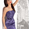 Фиолетовое вечернее короткое платье с асимметричным декольте в форме морской раковины  BB098B