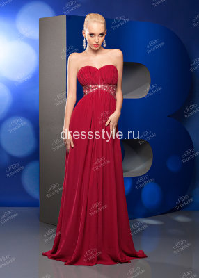Красное вечернее длинное платье с глубоким декольте BB131B