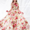 Вечернее длинное платье с принтом из крупных роз ND055B