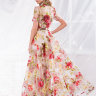 Вечернее длинное платье с принтом из крупных роз ND055B