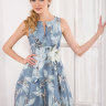 Длинное вечернее платье нежно голубого оттенка с цветочным принтом NN016B