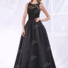 Вечернее черное длинное платье с кристаллами и пайетками MC083B