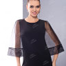 Черное короткое платье с приталенным силуэтом и прозрачными рукавами BV002B