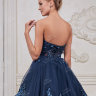 Синее Коктейльное платье-бюстье FA091B